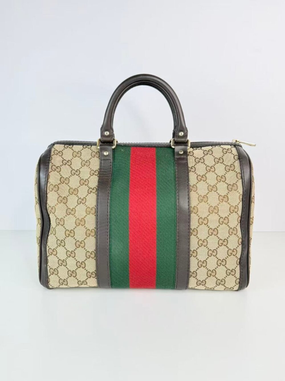 Gucci vintage gg canvas web boston bag
